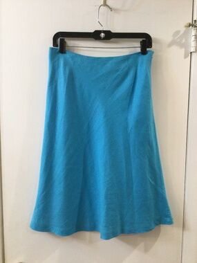 Richard Malcolm Irish Linen A-Line Skirt 6 Turquoise Blue Lined